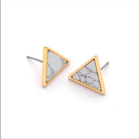 LAST SET SALE Gold / Stone Triangle Stud Earrings - Picture 6 of 7